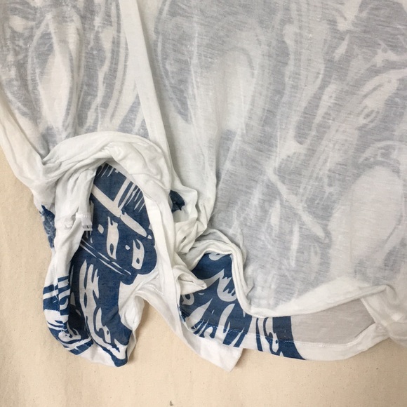 Semi sheer soft tee inside out print navy thin XS - Picture 5 of 8